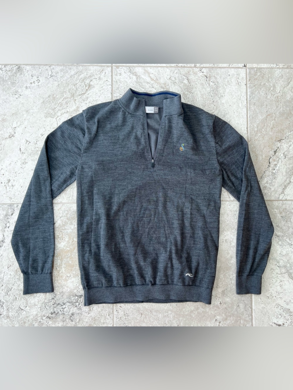 KJUS Men’s Kenan Half-Zip Long Sleeve Merino Wool Pullover Sweater Grey, Medium